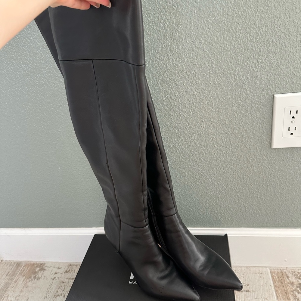 Marc Fisher Black Leather Knee-High Boot
